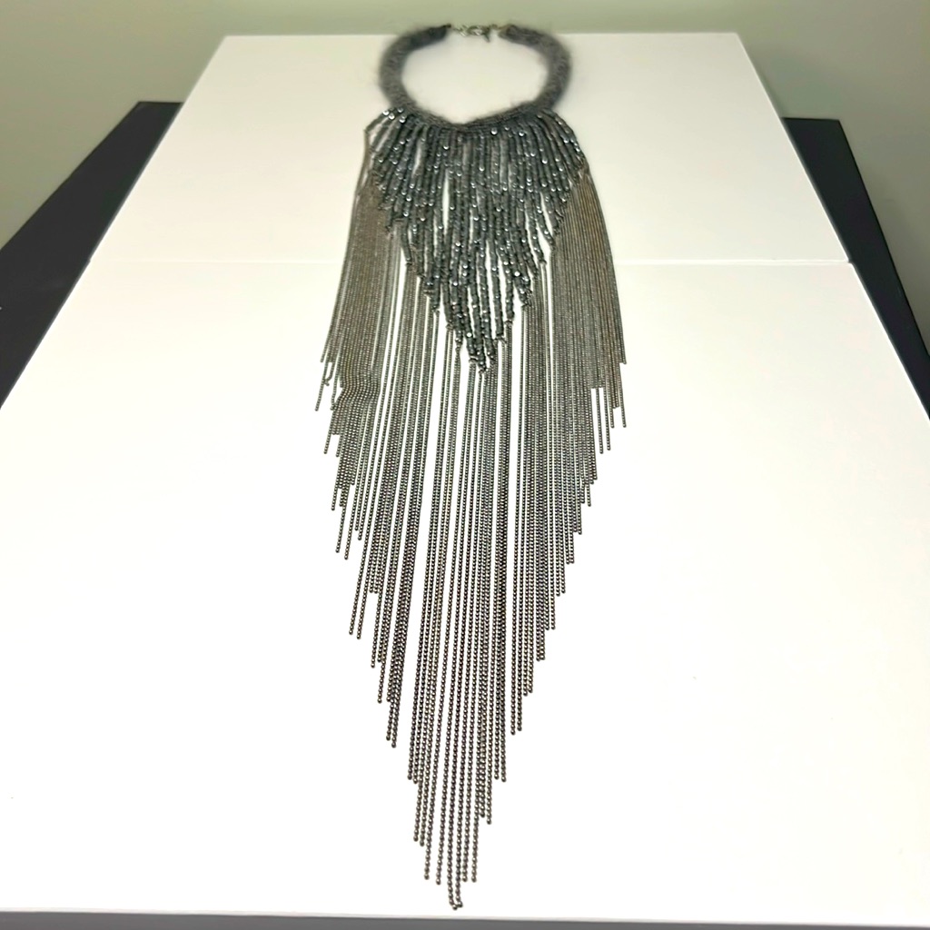 Brunello Cucinelli Monili Beaded Fringe Waterfall Necklace